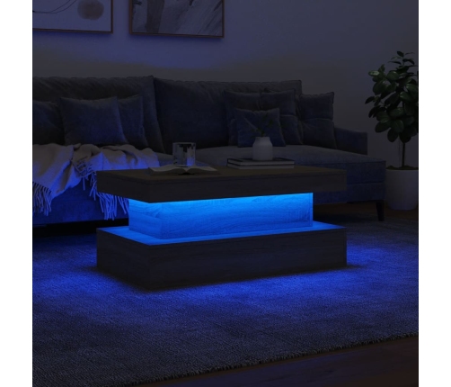 Mesa de centro con luces LED roble Sonoma 90x50x40 cm