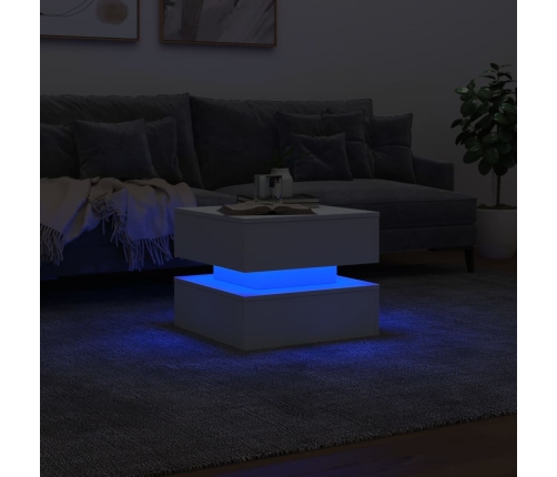 Mesa de centro con luces LED blanco 50x50x40 cm