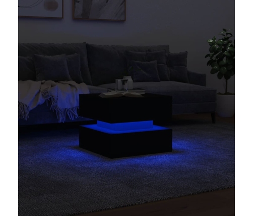 Mesa de centro con luces LED negro 50x50x40 cm