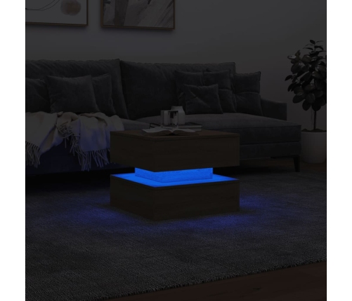 Mesa de centro con luces LED roble Sonoma 50x50x40 cm