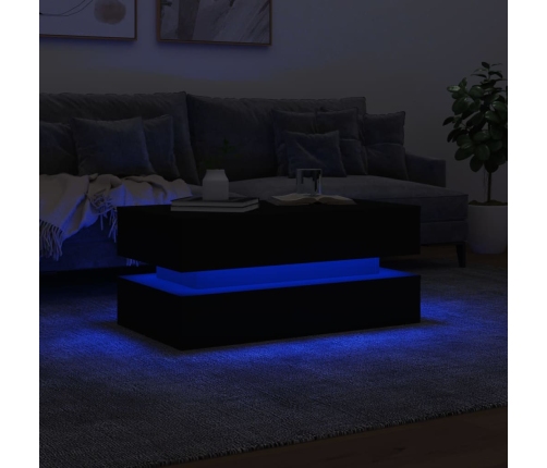 Mesa de centro con luces LED negro 90x50x40 cm