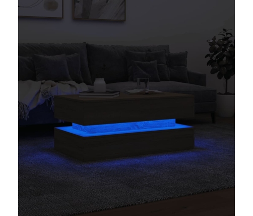 Mesa de centro con luces LED roble Sonoma 90x50x40 cm