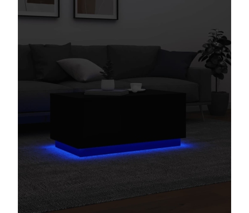 Mesa de centro con luces LED negro 90x50x40 cm