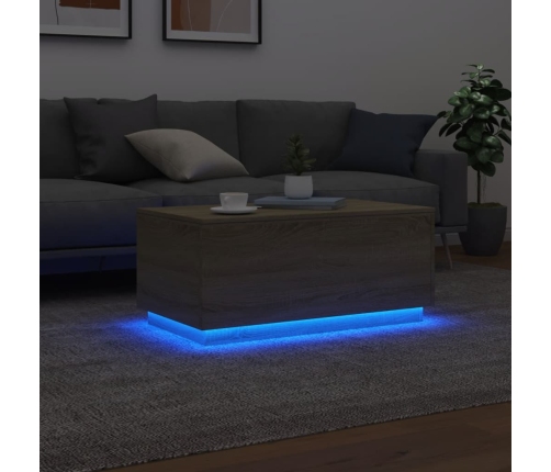 Mesa de centro con luces LED roble Sonoma 90x50x40 cm