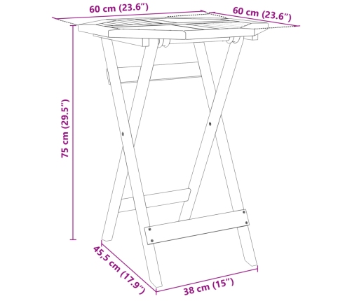 Mesa de jardín plegable madera maciza de acacia Ø60x75 cm