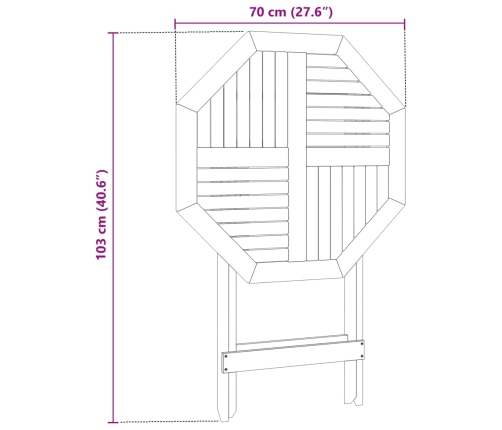 Mesa de jardín plegable madera maciza de acacia Ø70x75 cm