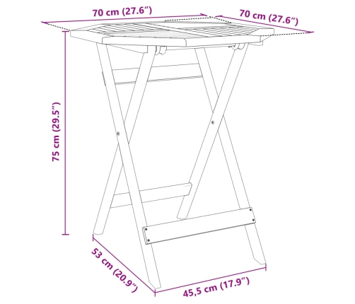 Mesa de jardín plegable madera maciza de acacia Ø70x75 cm