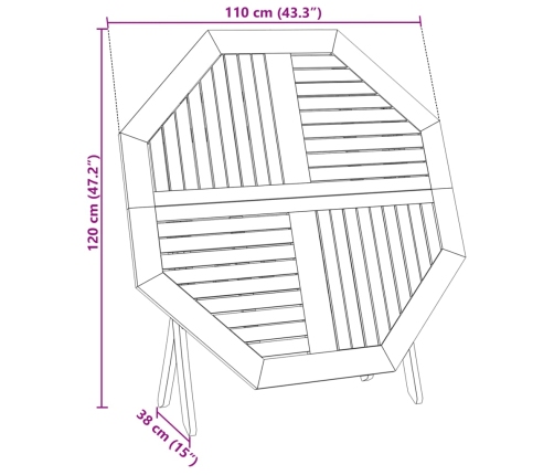 Mesa de jardín plegable madera maciza de acacia Ø110x75 cm