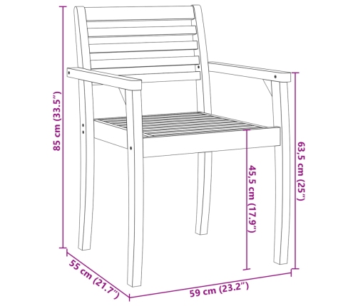 Sillas de jardín 2 uds madera maciza de acacia 59x55x85 cm