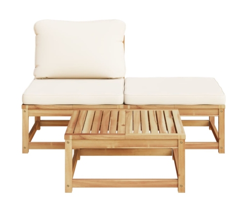 Set de muebles para jardín 3 piezas con cojines madera acacia