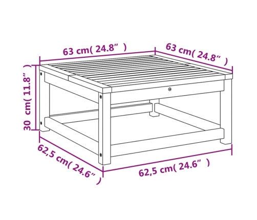 Mesa de jardín madera maciza de acacia 63x63x30 cm