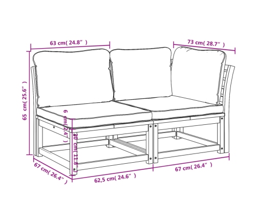 Set de muebles de jardín 2 piezas con cojines madera acacia