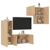 Muebles de TV de pared 4 pzas madera de ingeniería roble Sonoma