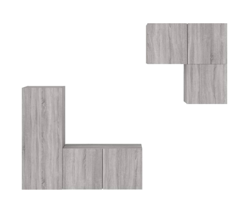 vidaXL Muebles de TV de pared 4 pzas madera de ingeniería gris Sonoma