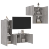 vidaXL Muebles de TV de pared 4 pzas madera de ingeniería gris Sonoma