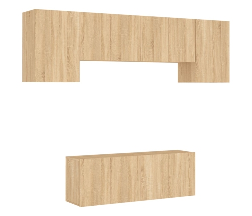 Muebles de TV de pared 6 pzas madera de ingeniería roble Sonoma