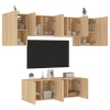 Muebles de TV de pared 6 pzas madera de ingeniería roble Sonoma