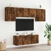 Muebles de TV de pared 6 pzas madera ingeniería roble ahumado