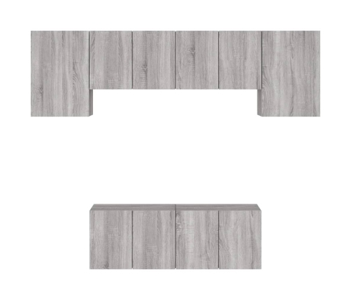 Muebles de TV de pared 6 pzas madera de ingeniería gris Sonoma