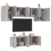 Muebles de TV de pared 6 pzas madera de ingeniería gris Sonoma