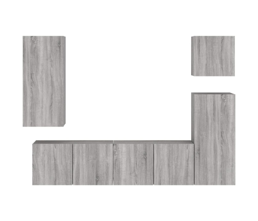 Muebles de TV de pared 5 pzas madera de ingeniería gris Sonoma