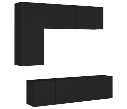 Muebles de TV de pared 5 piezas madera de ingeniería negro