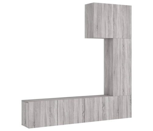 Muebles de TV de pared 5 pzas madera de ingeniería gris Sonoma