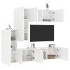 Muebles de TV de pared 5 piezas madera de ingeniería blanco