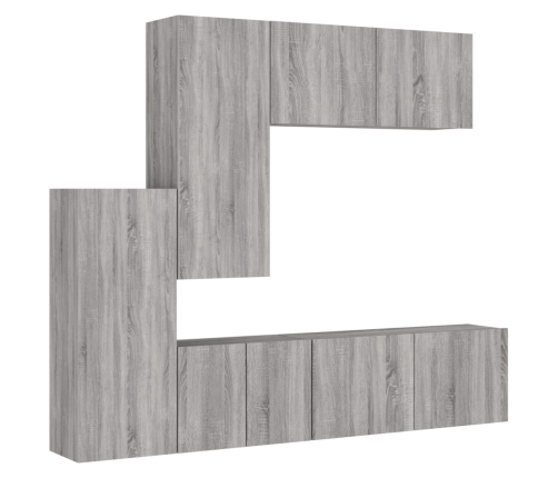 Muebles de TV de pared 5 pzas madera de ingeniería gris Sonoma