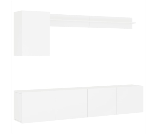Muebles de TV de pared 5 piezas madera de ingeniería blanco