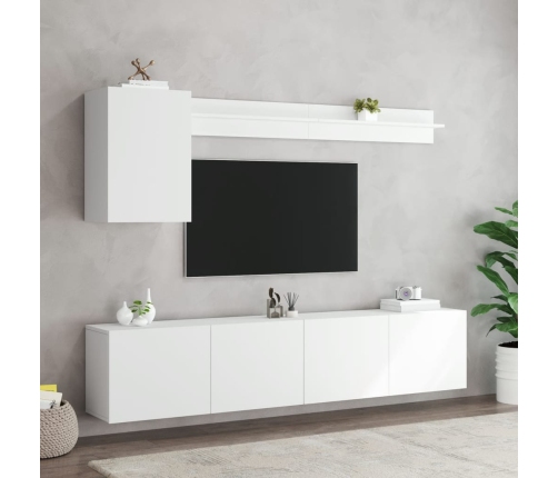 Muebles de TV de pared 5 piezas madera de ingeniería blanco