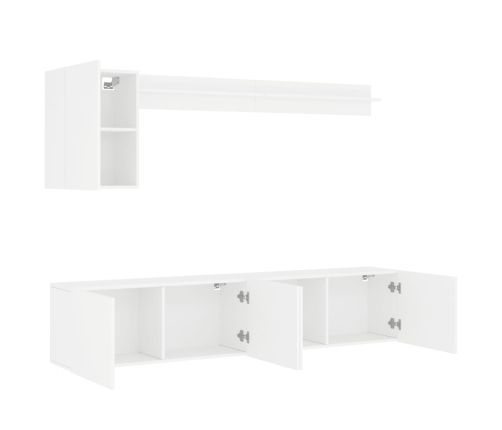 Muebles de TV de pared 5 piezas madera de ingeniería blanco