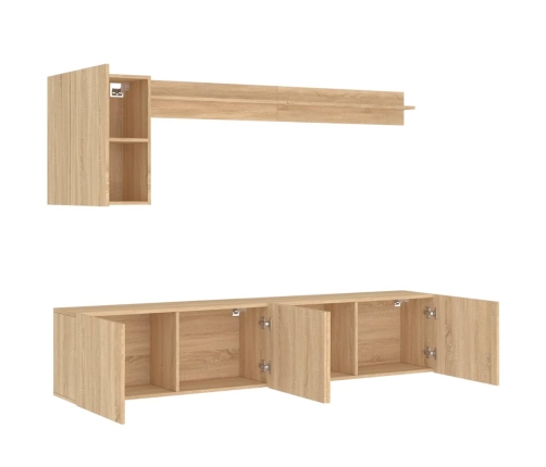 Muebles de TV de pared 5 pzas madera de ingeniería roble Sonoma