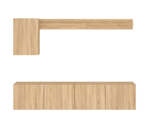 Muebles de TV de pared 5 pzas madera de ingeniería roble Sonoma