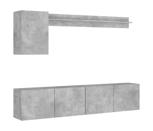 Muebles de TV de pared 5 pzas madera ingeniería gris hormigón