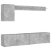 Muebles de TV de pared 5 pzas madera ingeniería gris hormigón