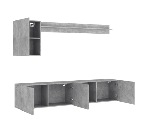 Muebles de TV de pared 5 pzas madera ingeniería gris hormigón