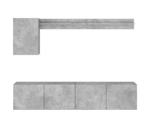 Muebles de TV de pared 5 pzas madera ingeniería gris hormigón