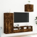 Muebles de TV de pared 4 pzas madera ingeniería roble ahumado