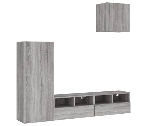 Muebles de TV de pared 4 pzas madera de ingeniería gris Sonoma