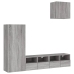 Muebles de TV de pared 4 pzas madera de ingeniería gris Sonoma