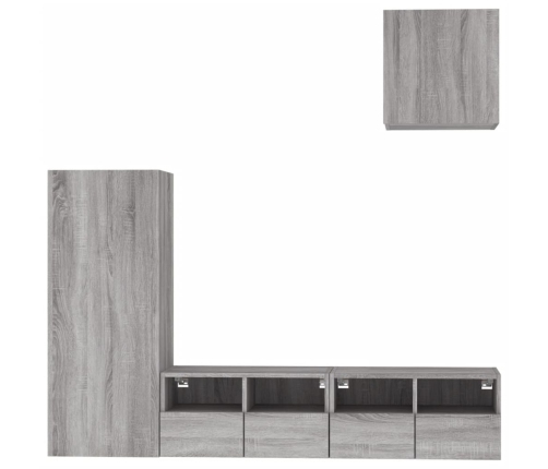 Muebles de TV de pared 4 pzas madera de ingeniería gris Sonoma