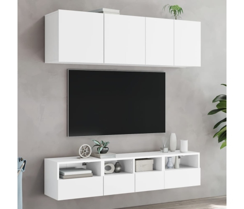 Muebles de TV de pared 5 piezas madera de ingeniería blanco