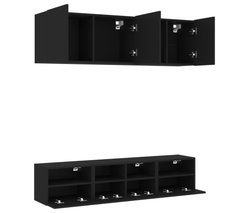 Muebles de TV de pared 5 piezas madera de ingeniería negro