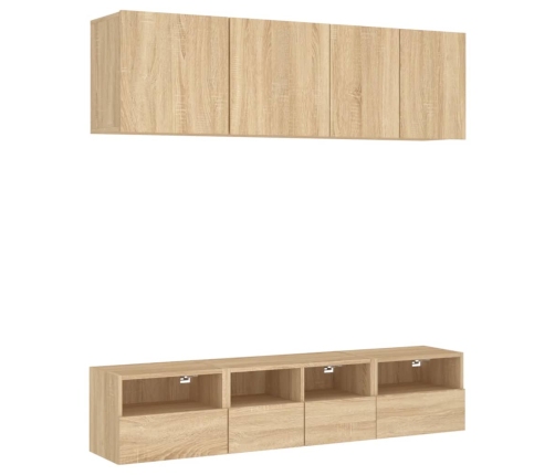 Muebles de TV de pared 5 pzas madera de ingeniería roble Sonoma