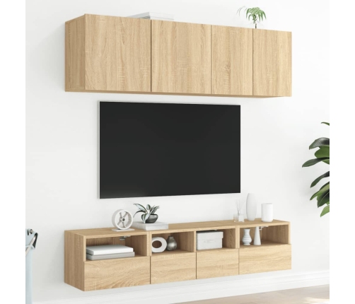 Muebles de TV de pared 5 pzas madera de ingeniería roble Sonoma