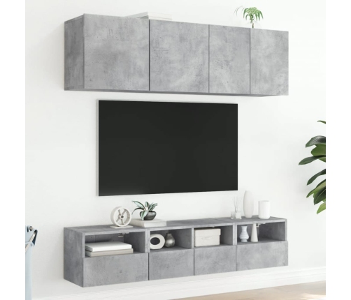 Muebles de TV de pared 5 pzas madera ingeniería gris hormigón