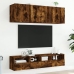 Muebles de TV de pared 5 pzas madera ingeniería roble ahumado