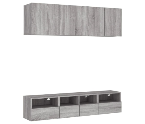 Muebles de TV de pared 5 pzas madera de ingeniería gris Sonoma