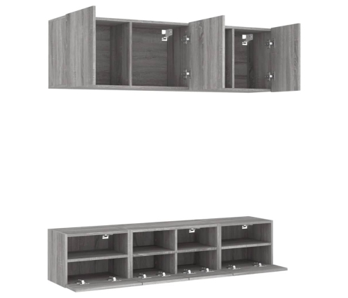 Muebles de TV de pared 5 pzas madera de ingeniería gris Sonoma